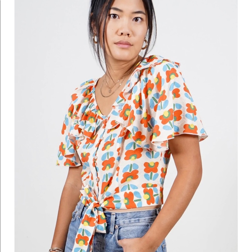 Saint Geraldine Kathleen Top in Dutch Floral Sz L